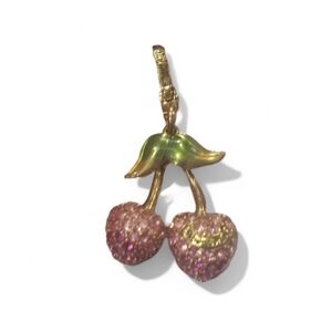 Juicy Couture Pink Cherry Charm Vintage Y2K Jewelry Pave Crystal